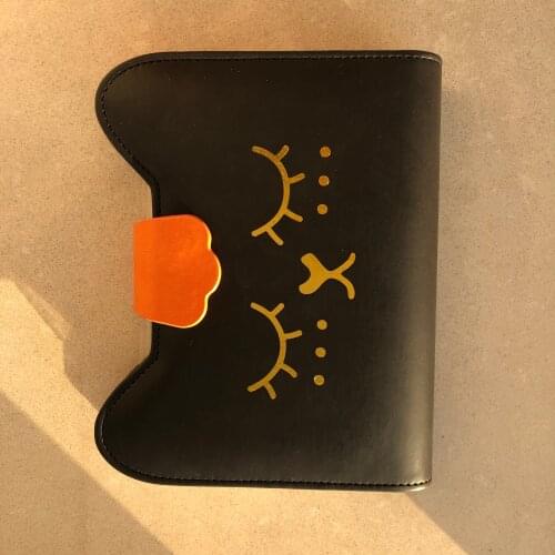 Cool Black Cat Cartoon PU Leather Loose Leaf Journal 160P A6 Lined Notebook Gift