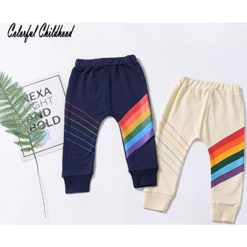 Unisex Baby Soft Cotton Rainbow Pattern Print Children Girls Leggings Spring Autumn Boys Pants Elastic waist kids legging 12m-5t