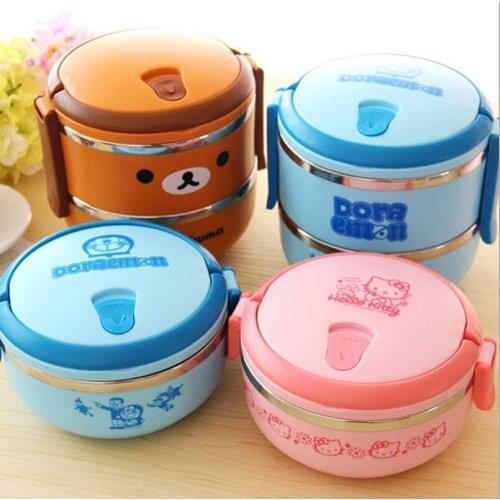 Kawaii Lunch Box for Kids School Children Colorful Anime Bento Box Thermal Lunchbox Metal Food Container Storage Accesories Bowl