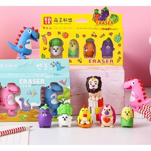 Cartoon Eraser Set Pupils Cute Eraser Cartoon Animal Modeling Stationery Kindergarten Children Prize Gift