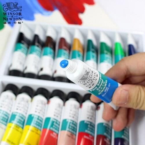 WINSOR&NEWTON 10ML 12/18/24 Colors Professional Acrylic Pigment Set Fabric Textile Paint Brightly Colored Craft Paints Pigments