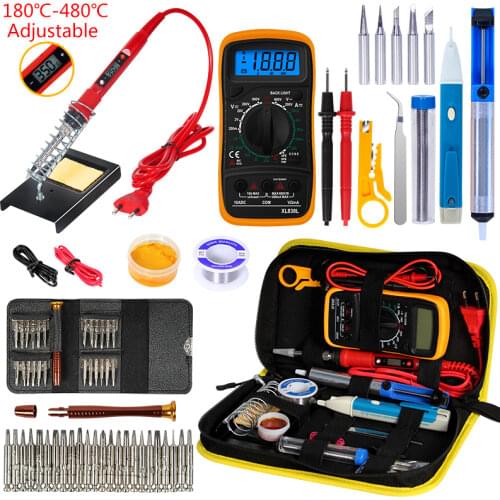 Soldering iron kit adjustable temperature 220V/110V 80W Ceramic heater soldering tips 25 in 1 screwdriver Welding Tool Kits