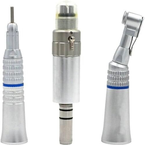 Dental Low Speed Handpiece Kit Air Turbine Straight Contra Angle Air Motor Polishing Tool 4 Holes Available Dental Lab Equipment