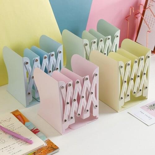 Macaron Metal Desk Book Holder Stand Retractable Bookends Bookshelf Desk Organizer Office Accessories