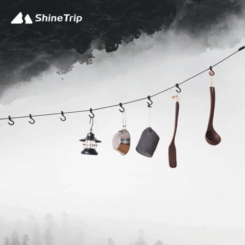 Shine Trip 4mm 4.3M Outdoor Camping Rope Hanging Rope Adjustable Clothes Line Clip -Shaped Hook For Hiking Tents Rope Strap