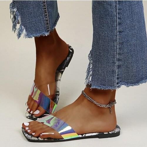 New Summer Shoes Woman Sandals Gladiator Sandals Women 2021 Slippers Beach Shoes Flat Sandals Transparent Sequins Out Shoes