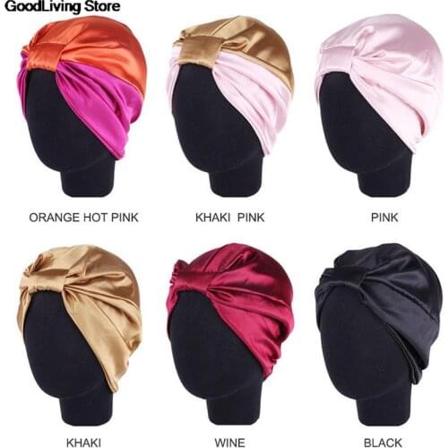 1pcs high quality Silk Salon Bonnet Women Sleep Shower Cap Bath Towel Hair Dry Quick Elastic Hair Care Bonnet Head Wrap 58cm