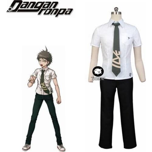 Super Danganronpa 2 Hajime Hinata Uniform Cosplay Costume For Men Dangan Ronpa Hajime Hinata Short Linen Brown Halloween