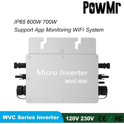 600W/700W Grid Tie Wireless Micro Solar MPPT Inverter WVC pure sine wave 36-50V DC to AC120V/230VAC With WIFI Communication IP65
