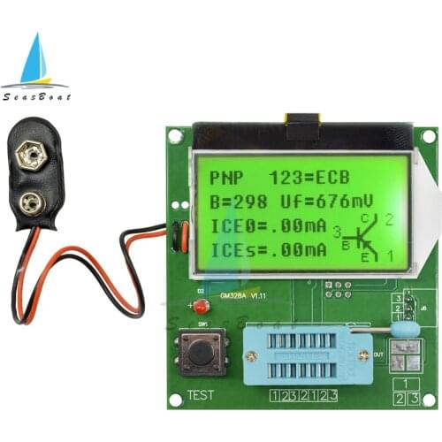 LCD GM328A Transistor Tester Diode Capacitance ESR Frequency Meter MOS/PNP/NPN LCR PWM Square Wave Signal Generator