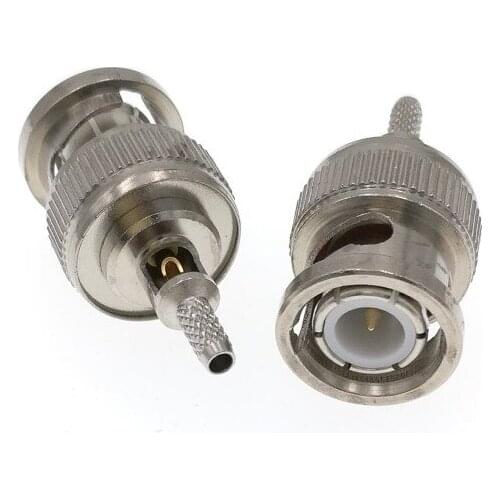 100PCS BNC Male Plug Window Straight Crimp for RG174 RG316 RG179 Cable ADAPTER 50 Ohm