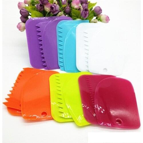 3Pc Baking Pastry Tools Plastic Dough Knife Icing Fondant Scraper Decorating Plain Smooth Jagged Edge Spatulas Cutters Cake Tool