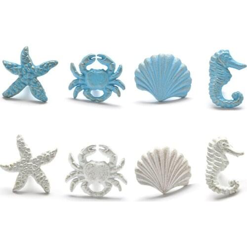 4Pcs Retro Marine Style Cast Iron Cabinet Handle Single Hole Drawer Handle Nordic Wardrobe Handle Kids Room Wardrobe Decoration