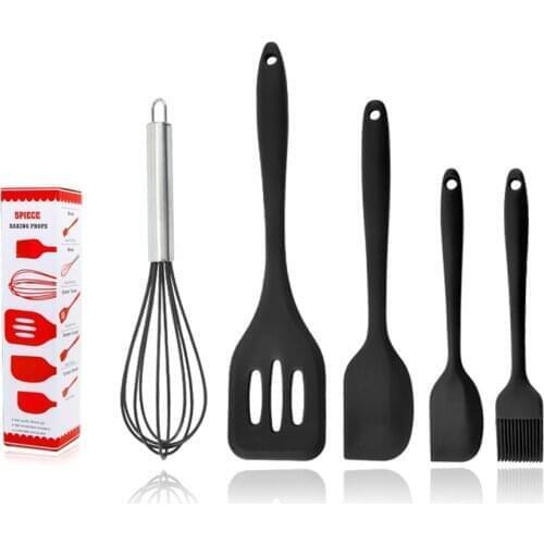 5PCS Silicone Kitchen Utensil Set Kitchenware Cream Spatulas Brush Cooking Egg Whisk Tools