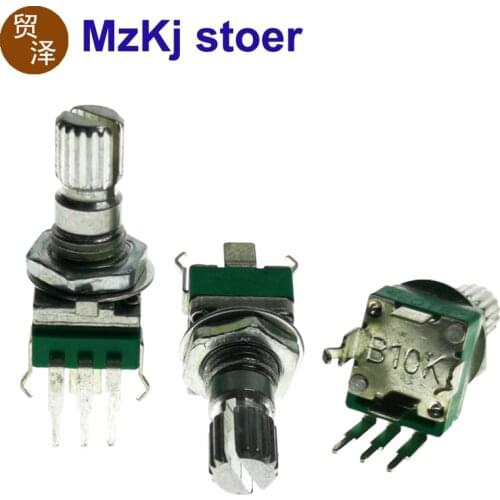 50PCS NEW R09 B10K B100K Precision Adjustable Potentiometer R09 Vertical Curved Foot Single Link 10K 100K 15mm Flower Shaft