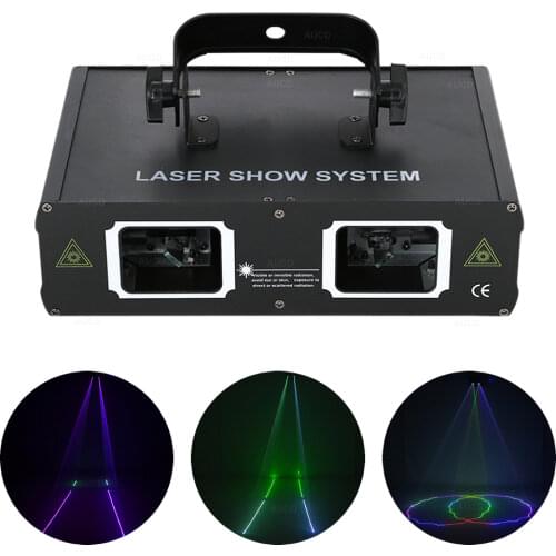 AUCD 2 Lens Red Green Blue RGB Beam Scan Projector Laser Lights DMX Professional DJ Party Show Club Holiday Stage Lighting 506F