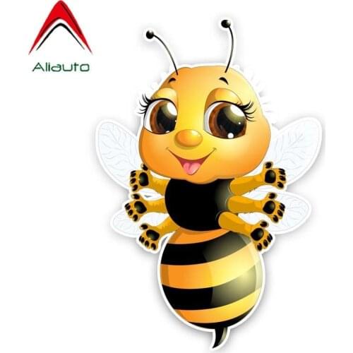 Aliauto Cartoon Car Sticker A Bee with Six Hands Accessories PVC Sunscreen Decal for Volvo Honda Civic Mitsubishi Lada,9cm*14cm