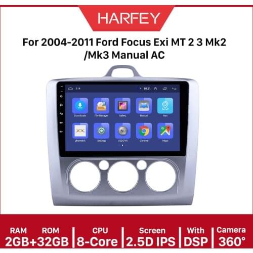 Harfey car Multimedia Player Android 9.0 9" 2Din GPS Car Radio For ford focus EXI MT 2 3 Mk2 2004 2005 2006 2007 2008 2009-2011