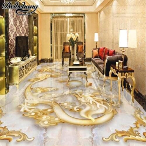 Beibehang Custom large-scale decorative painting three-dimensional Chinese-style two-story beads relief jade carved 3D flooring