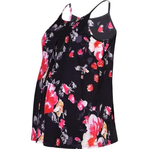 Pregnant Women Nursing Camisole Summer Breastfeeding Soft Cotton Sling Vest Flower Printing Sleeveless Maternity Tank Top