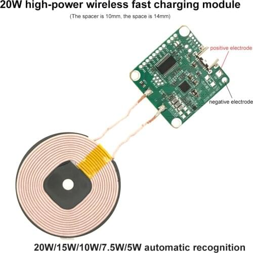 20W High Power 5V 12V Fast Charging Wireless Charger Transmitter Module Type-c USB + Coil Qi universal FOR CAR PHONE Battery