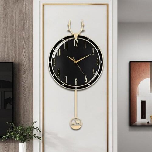 Nordic Creative Wall Clock Mechanism Living Room Silent Luxury Large Pendulum Wall Clock Deer Reloj De Pared Home Decor DG50WC