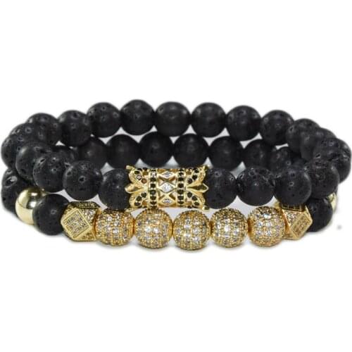 Bracelets for Men Women 8mm Lava Beads Woven Bracelet Men Jewelry