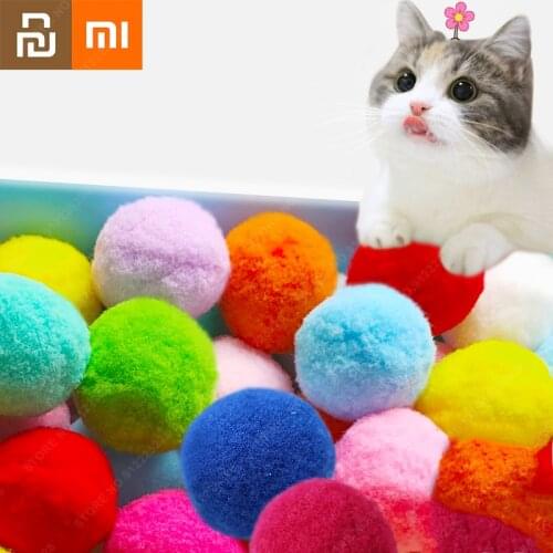 Xiaomi Colorful Plush Ball Pet Toy Cat Chew Toy Clean Tooth Molar Bouncy Ball Interactive Funny Toy Cat Biting Rainbow Ball Mi