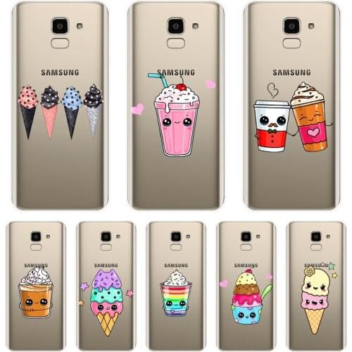 For Samsung Galaxy J2 J5 J7 Prime J3 J5 J7 2015 2016 2017 J4 J6 J8 Plus Phone Case Silicone Cute Ice Cream Drink Soft Back Cover