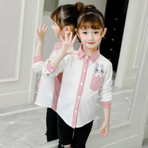 Cotton Girls Blouses Casual Long Sleeve Cartoon Print Shirts Toddler Kids Clothes Girls Tops Vestidos for 6 8 10 12 Years