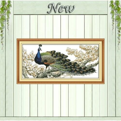 Peacock animal beautiful scenery painting Counted printed on canvas DMC 14CT 11CT DMC Cross Stitch Needlework kits Embroider Set