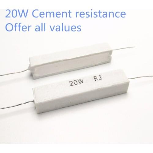1pcs 20W 7.5 8 8.2 10 12 15 16 18 ohm 7.5R 8R 8.2R 10R 12R 15R 18R Ceramic Cement Power Resistance Resistor 20W 5