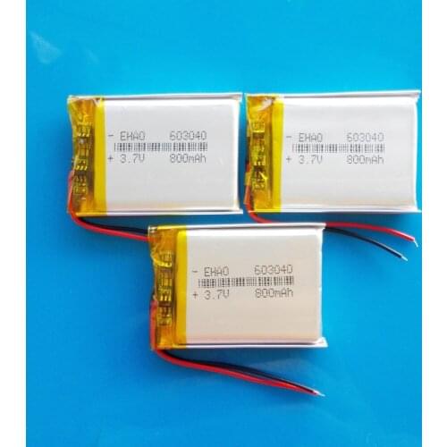 3 pcs 603040 3.7V 800mAh lipo polymer lithium rechargeable battery for MP3 GPS DVD bluetooth recorder headset e-book camera