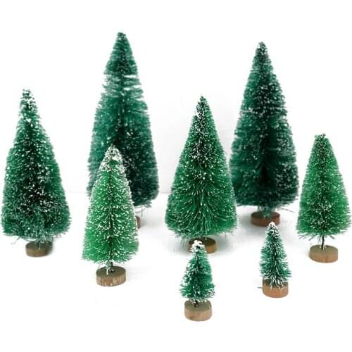 8pcs 5-12.5cm Mini Christmas Tree Green Gold Artificial Pine Tree Miniature DIY Crafts Christmas Decoration Desktop Ornaments