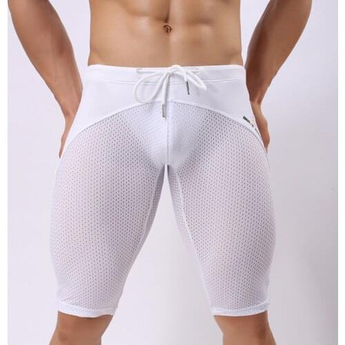 Mens Mesh Swimwear Brave person Swim Wear Shorts Swimming Trunks Multifunction Sport Shorts Sexy Swimsuit Briefs zwembroek heren