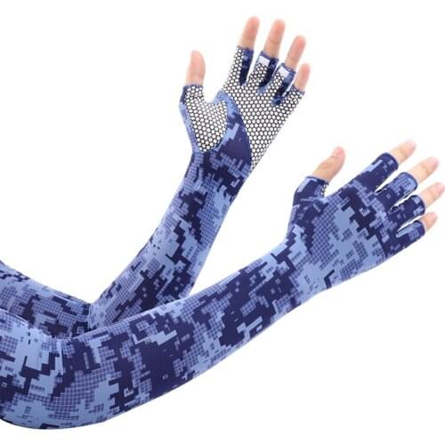 Men’ s Cycling Gloves Sun-Resistant Floral Print Half-Finger Gloves Ice Silk Oversleeve for Boys