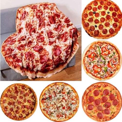 Soft warm flannel pizza blanket 200Gsm round shape donut hamburger airplane travel portable wearable winter throw blanket