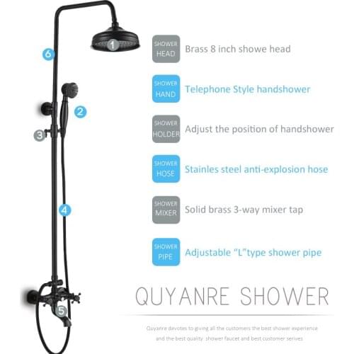 Vidric Vidric Black Shower Faucets Set Wall Mount Bronze Black Shower Kit 3-way Mixer Tap Swivel Tub Spout Black Bath Shower Mix