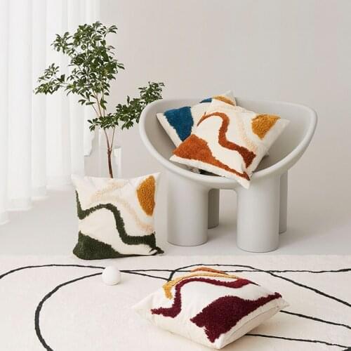 Tufting Throw Pillow Case Nordic Velvet Back Support Square Cushion Cover Pillowcase Decorative Home Office Decor 45x45cm