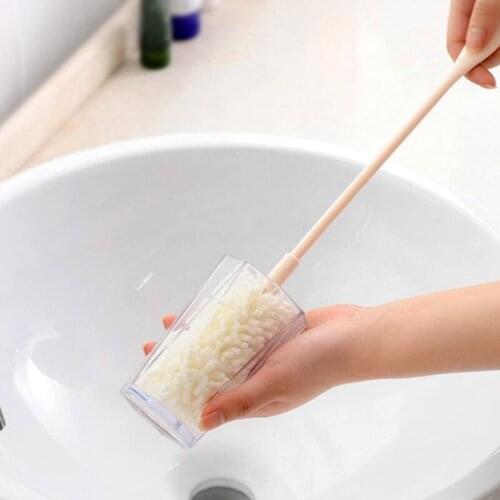 New Sponge Convenient Cleaner Long Handle Brush Glass Bottle Cups Easy To Clean Kitchen Wash Kitchen Cleaning F8223