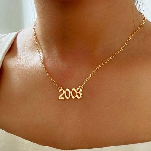 New Alloy Year Number Necklaces for Women Birthday Gift From 1991 To 2005 Female Pendant Necklace Fashion Jewelry Factory Outlet