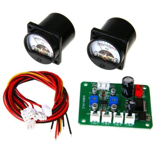 2PCS VU Panel Meter 10-12V 500UA Warm Back Light Recording + Driver Module With Cable Set Audio Level Amp Electrical Instrument