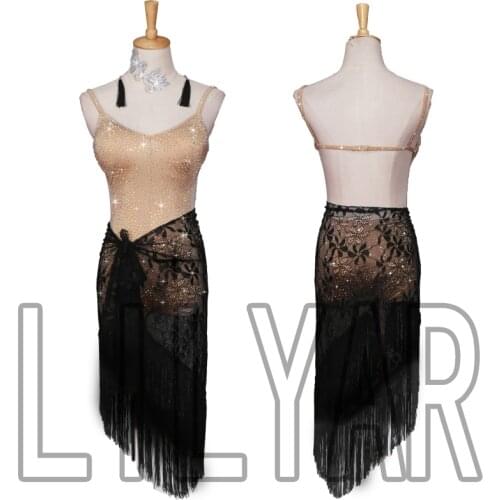 New Latin dance dress competition dress performance Dress Adult custom black scarf and Jumpsuit