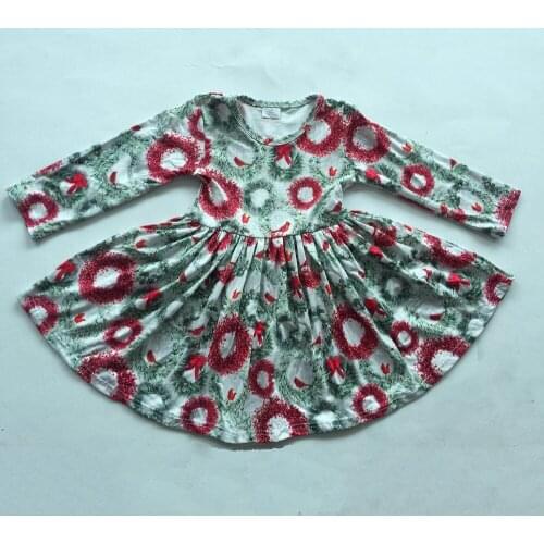 Holiday Girl Christmas Long Sleeves Dress High Quality Kids Cute Dress Twirly 08