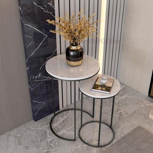 Nordic Ins Marble Sofa Side Table Light Luxury Corner Table Japanese-style Side Table Creative Round Small Coffee Table Bedside