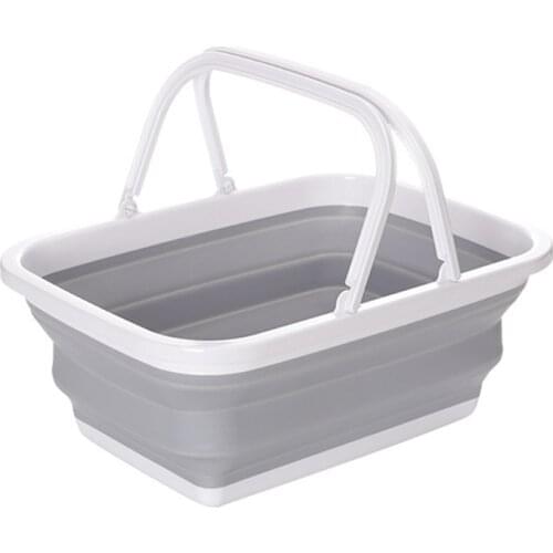 Rectangle Collapsible Sinks Camping Picnic Baskets Folding Laundry Basket Foldable Ice Buckets Washing Up Bowl with Handles for