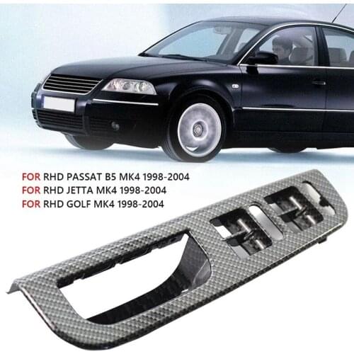 RHD Car Master Window Switch Control Panel Bezel for Golf Passat Jetta MK4 1998-2005 Carbon Fiber Style