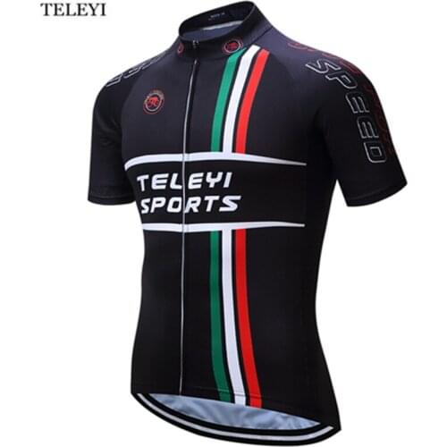 TELEYI Team Cycling Jersey Summer Mens Breathable Bike Clothing MTB Uniform Quick-Dry Racing MTB Bicycle Tops Cycling Clothing