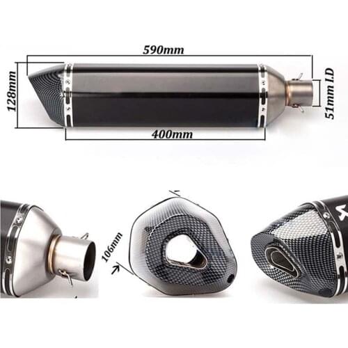 Universal Exhaust Muffler Pipe with DB Killer Stainless Steel Escape Input 51mm Vent Silencer 570mm 470mm 380mm Length Tail Pipe