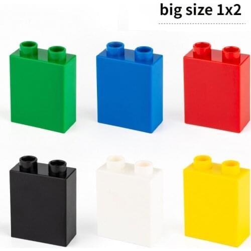High Brick 1x2 10pcs/lot DIY Classic Education Building Blocks Compatible With Duplo Large Bricks plastic Toys For Children
